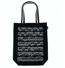 Bolsa Lona Negra Partitura Blanca