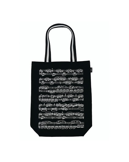 Bolsa Lona Negra Partitura Blanca