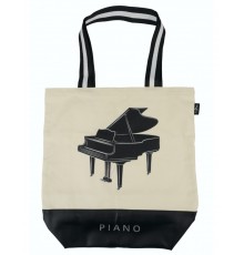 Bolsa Lona Crema Piano Negro y Plateado