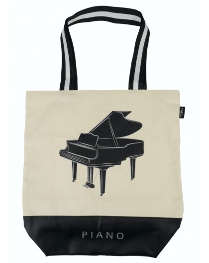 Bolsa Lona Crema Piano Negro y Plateado